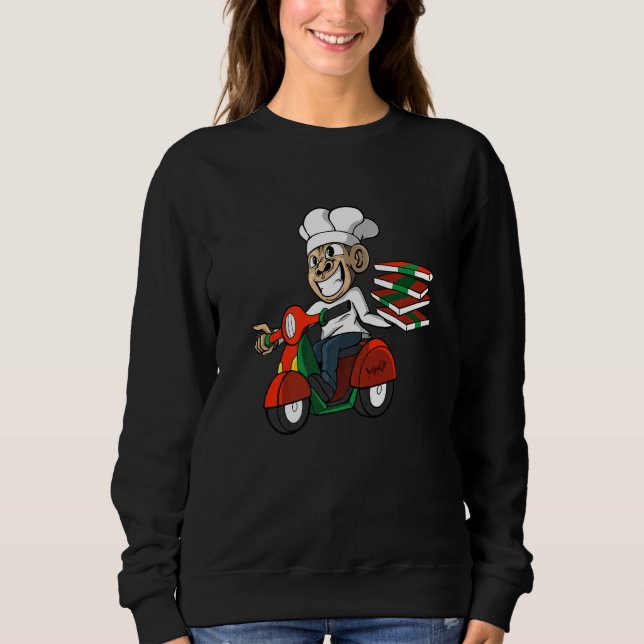 Pizza Monkey Pizzeria Delivery Service Pizza Deliv T Shirt (Framsida)