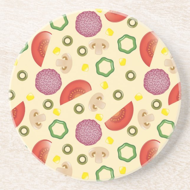 Pizza Mönster 2 Underlägg Sandsten (Framsidan)