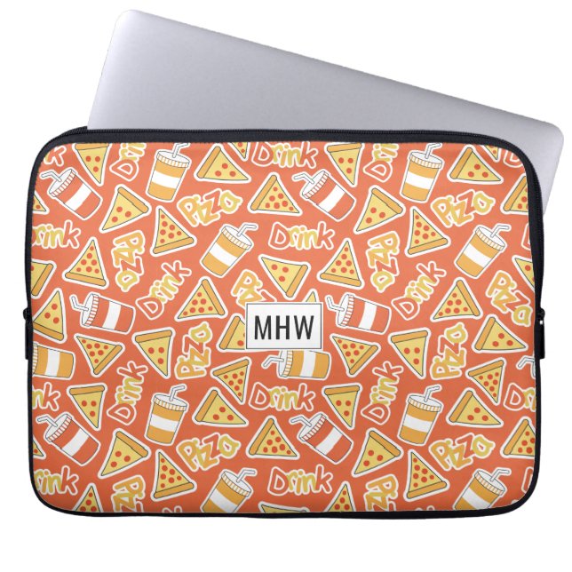 Pizza Mönster anpassningsbar monogram laptop sleev Fodral (Framsidan)