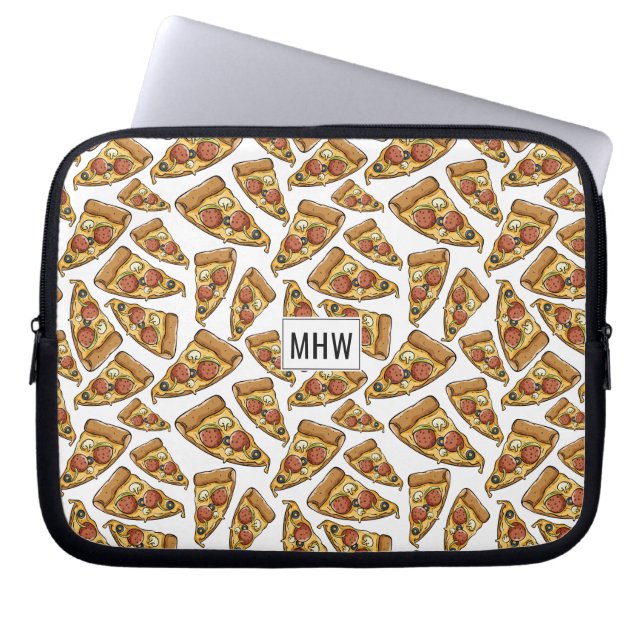 Pizza Mönster anpassningsbar monogram laptop sleev Fodral (Framsidan)