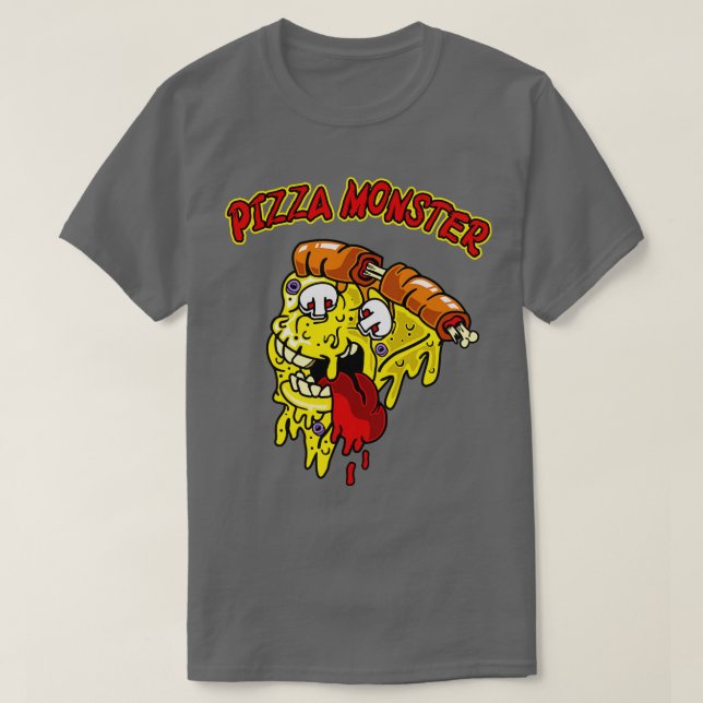 Pizza Monster Funny Pizza Älskare Gift T Shirt (Design framsida)