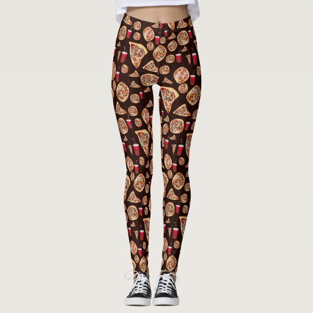 Pizza Mönster Leggings (Framsida)