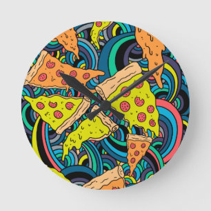 Pizza mönster rund klocka