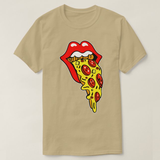 Pizza Mouth Läppar T Shirt (Design framsida)