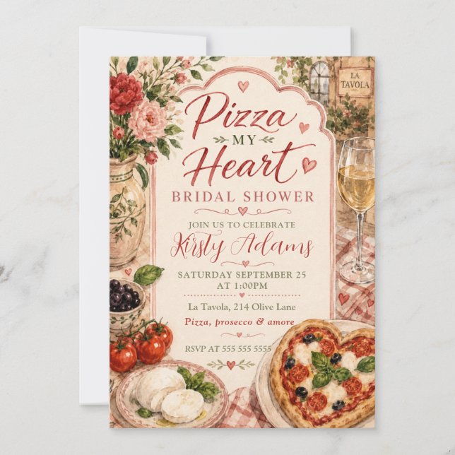 Pizza My Heart Bröllopsdusch Inbjudningar (Framsida)