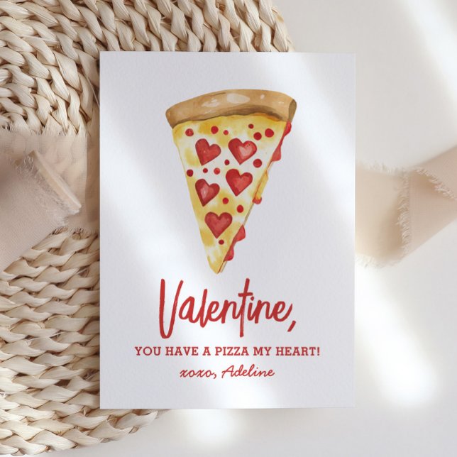 Pizza My Heart Kids Valentines day Anteckningskort (Skapare uppladdad)