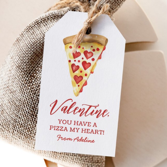 Pizza My Heart Kids Valentines day Presentetikett (Skapare uppladdad)