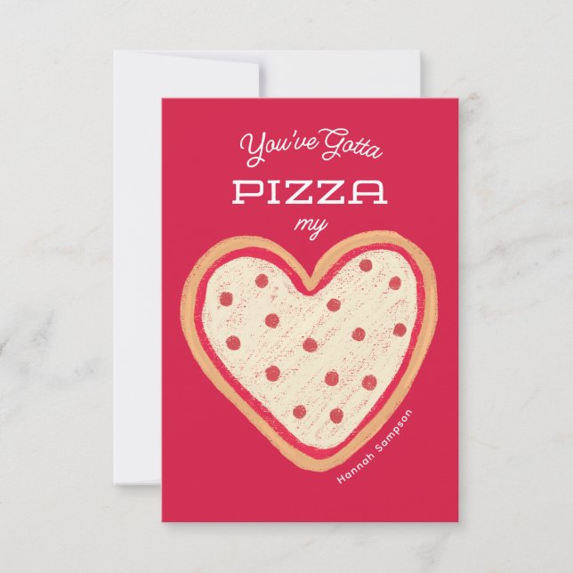 Pizza My Heart Pizza Classroom Valentine Inbjudningar (Framsida)