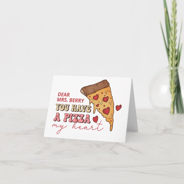 Pizza My Heart Valentine Card Tack Kort (Framsida)
