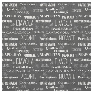 Pizza Namn Typografiska italienska köket Tyg