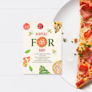 Pizza + Nappar Baby Shower Diaper Raffle Biljett Tilläggskort