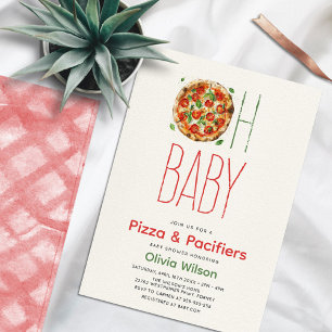 Pizza & Nappar Baby Shower Inbjudningar
