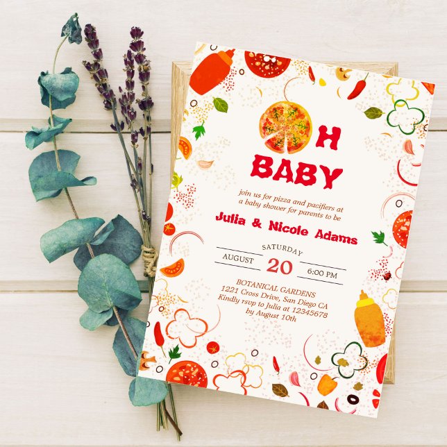 Pizza & Nappar Barbeque Baby Shower Inbjudningar (Skapare uppladdad)