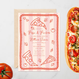 Pizza & Nappar Sketch Doodle Girl Baby Shower Inbjudningar