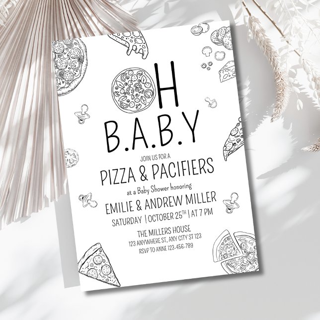Pizza & Nappflaskor Baby Shower Pizzafest Neutral Inbjudningar (Skapare uppladdad)