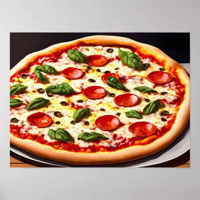 Pizza-närbild Poster (Framsidan)