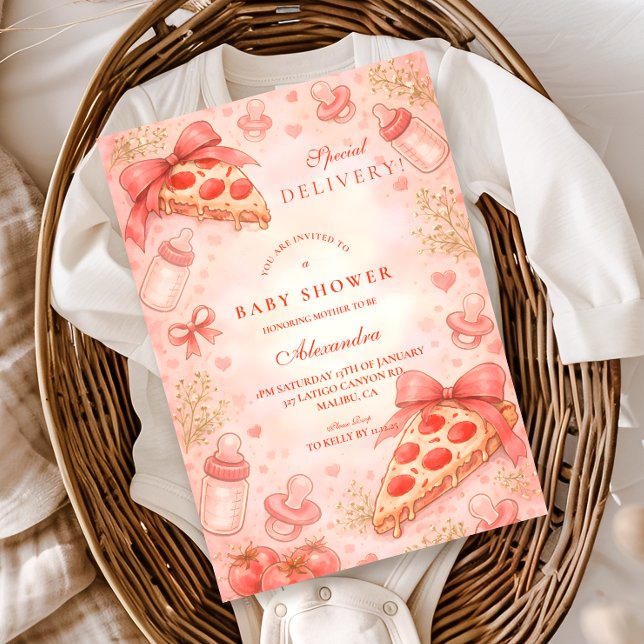 Pizza Night Baby Shower Inbjudningar (Skapare uppladdad)