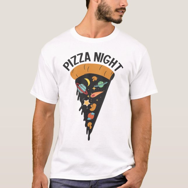 Pizza Night Space T Shirt (Framsida)