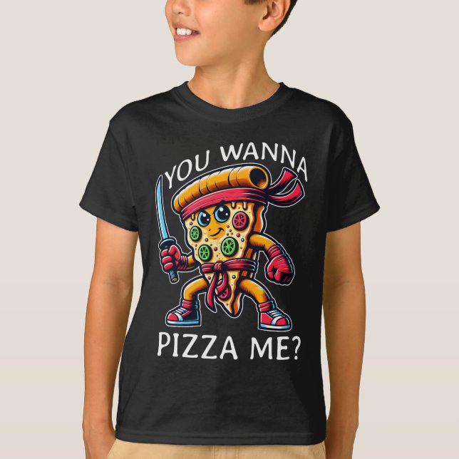 Pizza Ninja Karate Stil Du Vill Pizza Mig Tee Fo (Framsida)