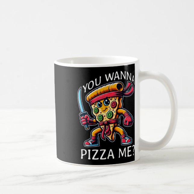 Pizza Ninja Karate Stil Du Vill Pizza Mig Tee Fo Kaffemugg (Höger)