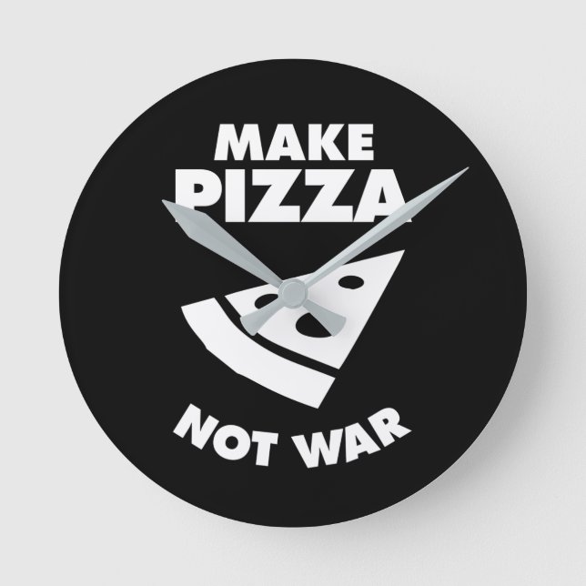 Pizza Not Krig, rolig typografi pizza Rund Klocka (Framsida)