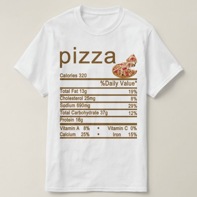 pizza Nutrition Facts etikett T Shirt (Design framsida)