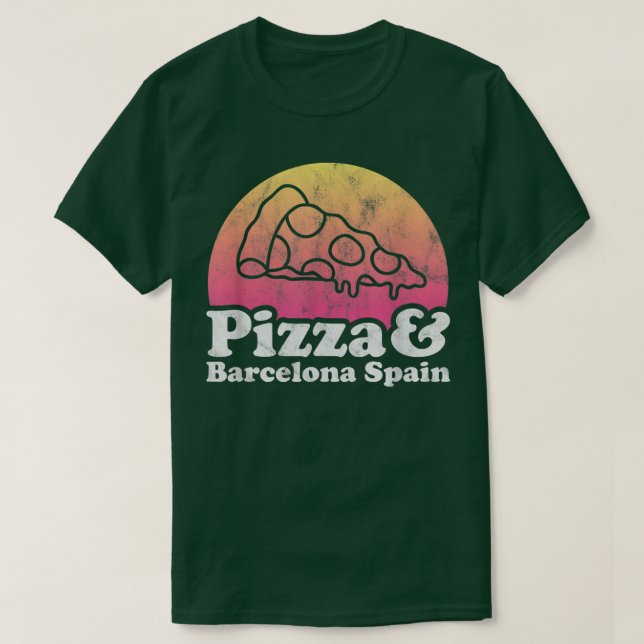Pizza och Barcelona Spanien T Shirt (Design framsida)