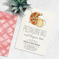 Pizza och Beer Avslappnad Par Baby Shower