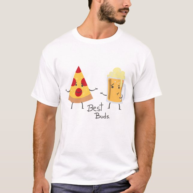 Pizza och Beer Best Buds Tee Shirt (Framsida)