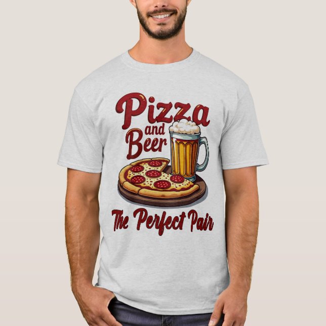 Pizza och Beer T-Shirt - Perfekt Pair Tee (Framsida)