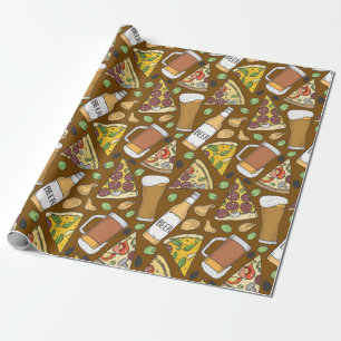 Pizza och Beer Tiled Mönster Presentpapper