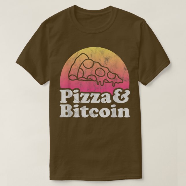 Pizza och Bitcoin eller Crypto T Shirt (Design framsida)