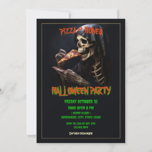 Pizza och Bones Halloween fest Inbjudningar
