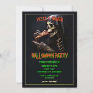 Pizza och Bones Halloween fest Inbjudningar