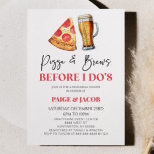 Pizza och Brews innan jag gör det! Rehearsal Dinne Inbjudningar