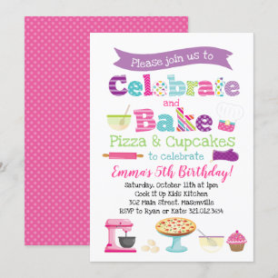 Pizza och Cupkaka Baking Party Inbjudningar