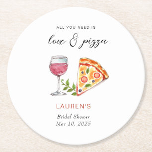 Pizza och kärlek Bröllopsdusch Underlägg Papper Rund