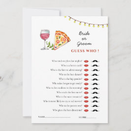 Pizza och Kärlek 'Gissa Vem' Bröllopsdusch spel Inbjudningar