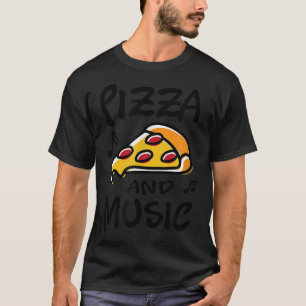 Pizza och Music Piano Musician Musik noter T Shirt