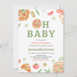 Pizza och Nappar Baby Shower Inbjudningar