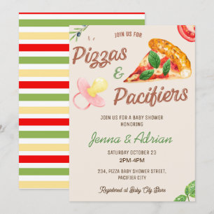 Pizza och Nappar Girl Co-Ed Baby Shower Inbjudningar
