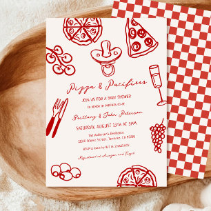Pizza och Nappar Pizza Theter Baby Shower Inbjudningar