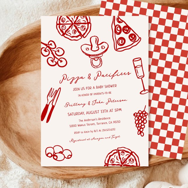 Pizza och Nappar Pizza Theter Baby Shower Inbjudningar (Skapare uppladdad)