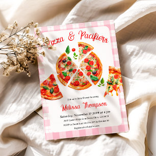 Pizza och Nappar Rosa Play Baby Shower Party Inbjudningar