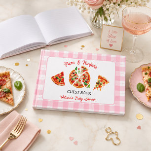 Pizza och nappflaskor Rosa Rutig Baby Shower-fest Gästböcker