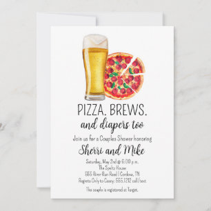 Pizza och öl Baby Shower-inbjudan Inbjudningar