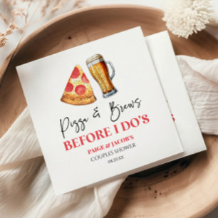 Pizza och öl före jag görs par-barnkalas pappersservett