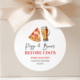 Pizza och öl innan jag görs brudparsbadrum  runt klistermärke