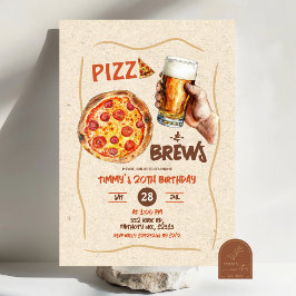 Pizza och öl man födelsedag inbjudningar