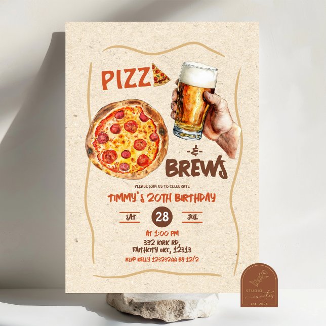 Pizza och öl man födelsedag inbjudningar (Skapare uppladdad)